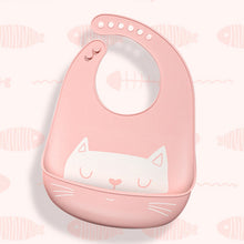 Load image into Gallery viewer, Baby Bibs Washable Infant Feeding Baby Food Grade Silicone cartoon Cute Bib Adjustable Bib Newborn Baby Bib Multicolor