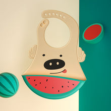 Load image into Gallery viewer, Baby Bibs Washable Infant Feeding Baby Food Grade Silicone cartoon Cute Bib Adjustable Bib Newborn Baby Bib Multicolor