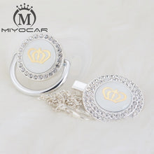 Load image into Gallery viewer, MIYOCAR 11 color silver bling gold crown bling pacifier and pacifier clip BPA free dummy bling unique design GCR2-1