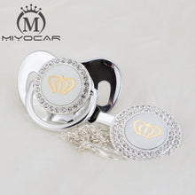 Load image into Gallery viewer, MIYOCAR 11 color silver bling gold crown bling pacifier and pacifier clip BPA free dummy bling unique design GCR2-1