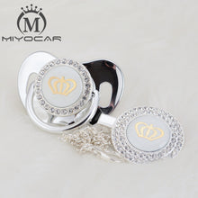 Load image into Gallery viewer, MIYOCAR 11 color silver bling gold crown bling pacifier and pacifier clip BPA free dummy bling unique design GCR2-1