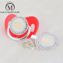 Load image into Gallery viewer, MIYOCAR 11 color silver bling gold crown bling pacifier and pacifier clip BPA free dummy bling unique design GCR2-1