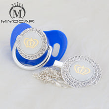 Load image into Gallery viewer, MIYOCAR 11 color silver bling gold crown bling pacifier and pacifier clip BPA free dummy bling unique design GCR2-1