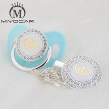 Load image into Gallery viewer, MIYOCAR 11 color silver bling gold crown bling pacifier and pacifier clip BPA free dummy bling unique design GCR2-1