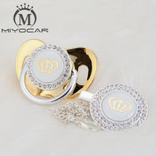 Load image into Gallery viewer, MIYOCAR 11 color silver bling gold crown bling pacifier and pacifier clip BPA free dummy bling unique design GCR2-1