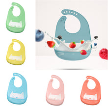 Load image into Gallery viewer, Baby Bibs Washable Infant Feeding Baby Food Grade Silicone cartoon Cute Bib Adjustable Bib Newborn Baby Bib Multicolor
