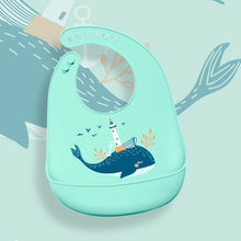 Load image into Gallery viewer, Baby Bibs Washable Infant Feeding Baby Food Grade Silicone cartoon Cute Bib Adjustable Bib Newborn Baby Bib Multicolor
