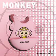 Load image into Gallery viewer, Baby Bibs Washable Infant Feeding Baby Food Grade Silicone cartoon Cute Bib Adjustable Bib Newborn Baby Bib Multicolor
