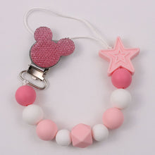 Load image into Gallery viewer, Baby Boy Girl Pacifier Holder Chain Food Grade Chew Silicone Beads Bling Bling Infant Pacifier Clip
