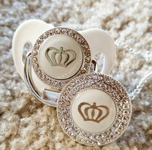 Load image into Gallery viewer, MIYOCAR 11 color silver bling gold crown bling pacifier and pacifier clip BPA free dummy bling unique design GCR2-1
