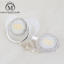 Load image into Gallery viewer, MIYOCAR 11 color silver bling gold crown bling pacifier and pacifier clip BPA free dummy bling unique design GCR2-1
