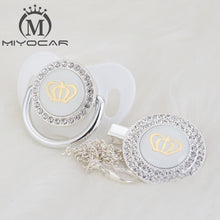 Load image into Gallery viewer, MIYOCAR 11 color silver bling gold crown bling pacifier and pacifier clip BPA free dummy bling unique design GCR2-1
