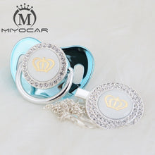 Load image into Gallery viewer, MIYOCAR 11 color silver bling gold crown bling pacifier and pacifier clip BPA free dummy bling unique design GCR2-1
