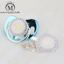 Load image into Gallery viewer, MIYOCAR 11 color silver bling gold crown bling pacifier and pacifier clip BPA free dummy bling unique design GCR2-1

