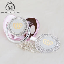 Load image into Gallery viewer, MIYOCAR 11 color silver bling gold crown bling pacifier and pacifier clip BPA free dummy bling unique design GCR2-1

