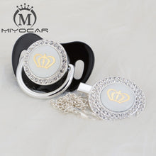 Load image into Gallery viewer, MIYOCAR 11 color silver bling gold crown bling pacifier and pacifier clip BPA free dummy bling unique design GCR2-1
